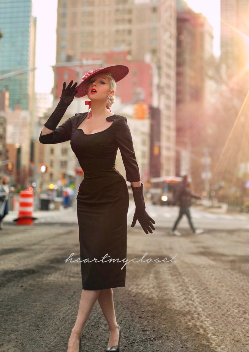 Pin Up Dresses | Pinup Clothing & Fashion Janice - old hollywood pencil dress curve neckline $110.00 AT vintagedancer.com