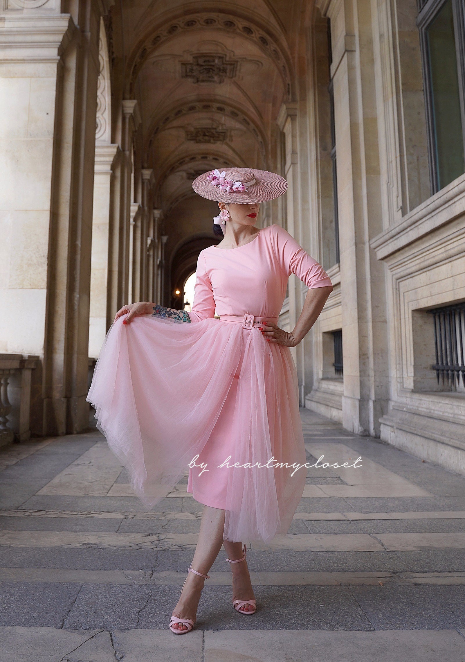 pink pencil skirt dress Pink Knit Pencil Dress Pearl Embellished Slit Hem Knit Pencil Skirt In Light Pink Boho