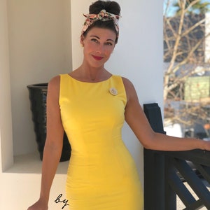 Meghan pencil yellow dress celeb inspired custom made image 2