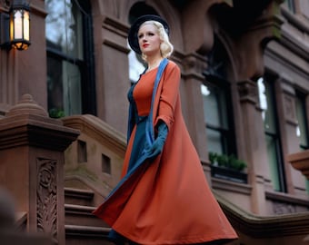 MARILYN coat ONLY- tv inspired swing dress colorblock rockabilly vintage custom