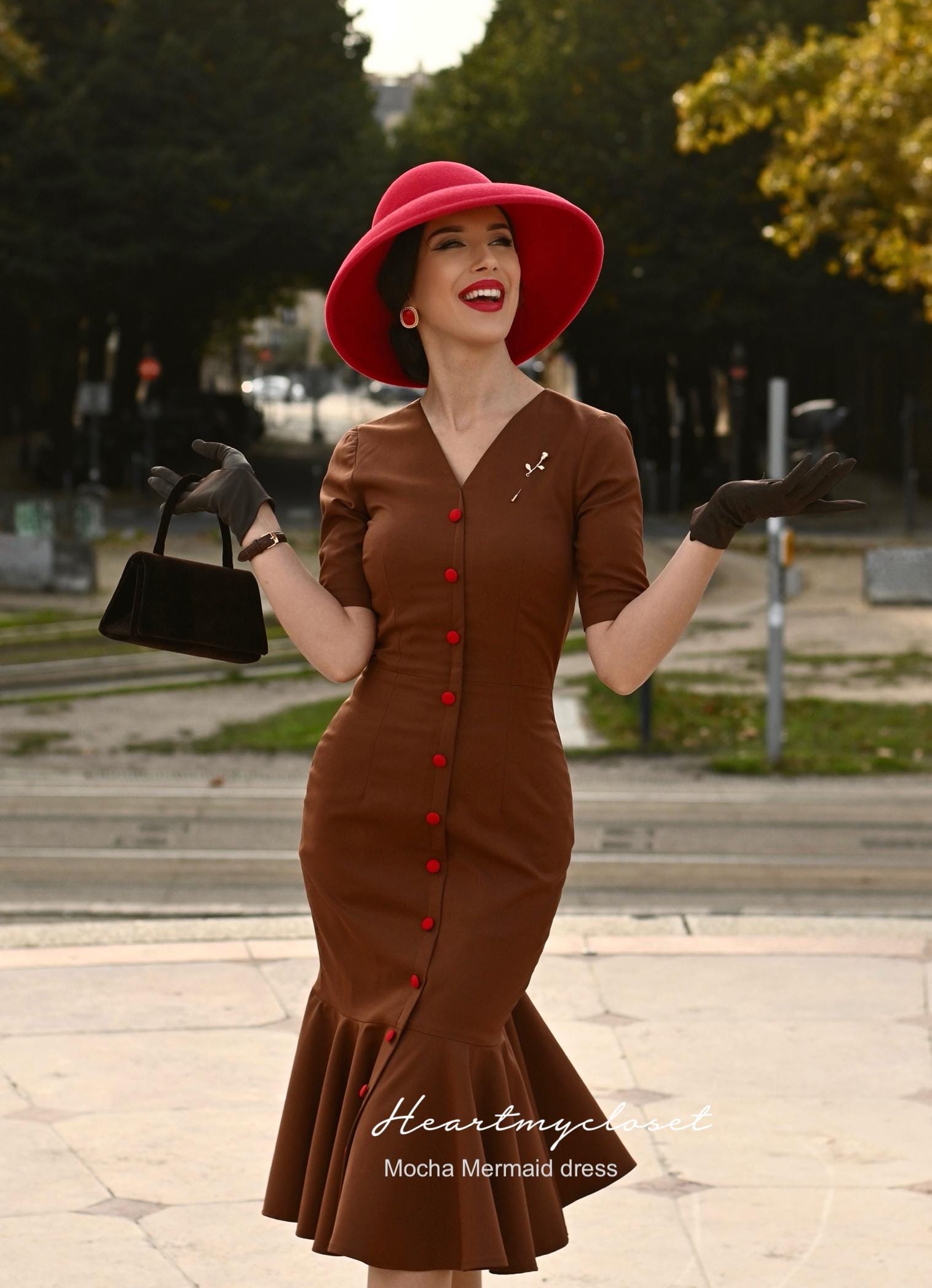 mermaid wiggle dress Mocha Mermaid Wiggle / Custom Made Dress Retro 50s Made to Measure Pinup  Clothing