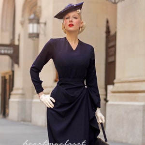 Valerie vintage draped 1950s inspiration custom made / pencil dress/ 1940s 1950s image 2