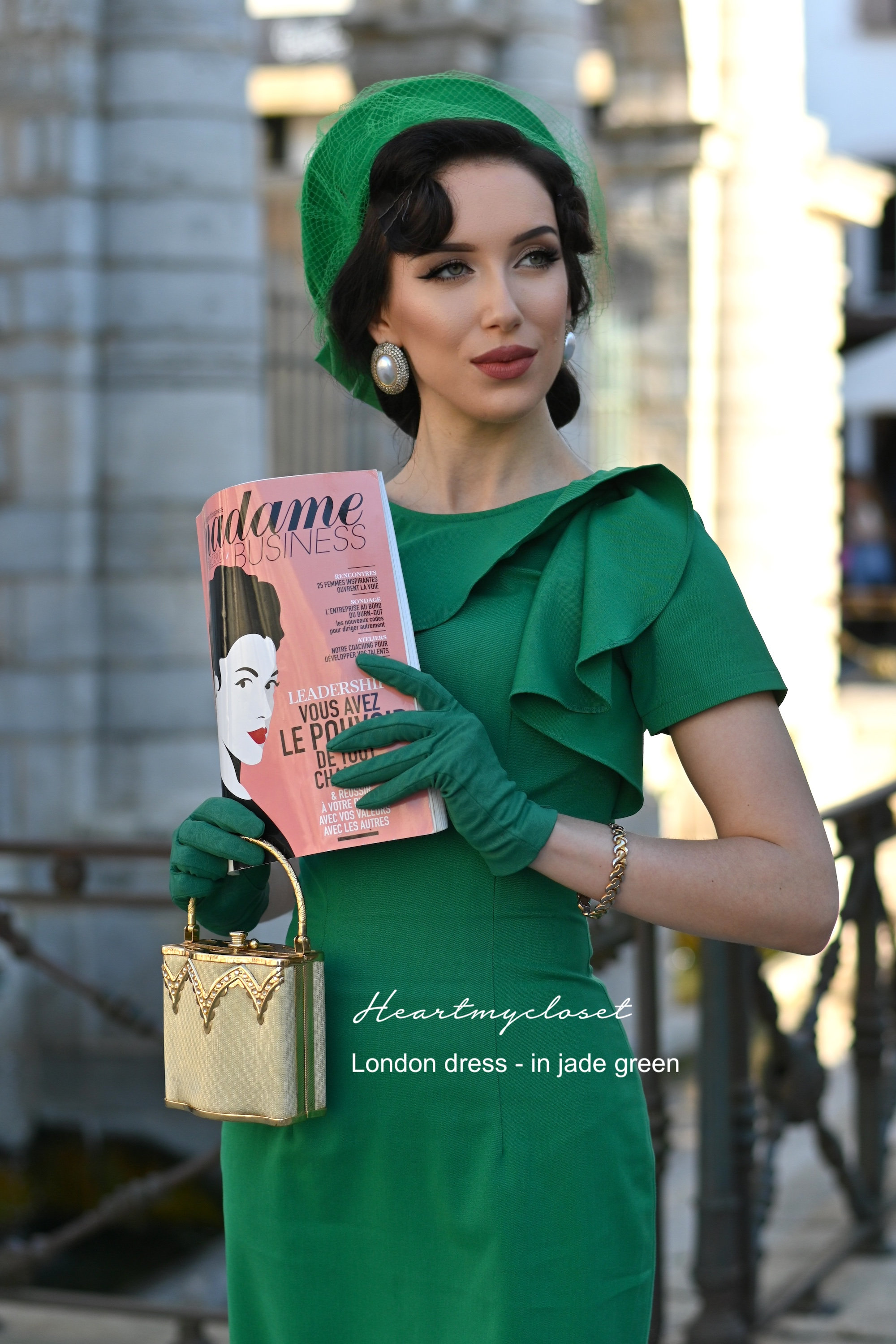 London - kate middleton inspired dress custom made drape front jade
