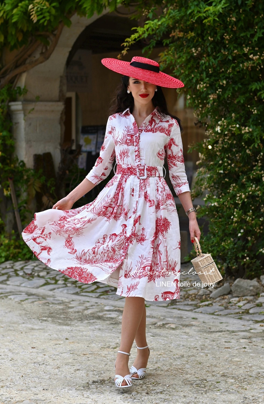 ワンピース Riu Toile de Jouy dress Twist ribbon Toile de Jouy dress – Riu