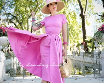 ROSE pencil dress removable skirt wrap/ custom made all sizes 40s 50s inspiration