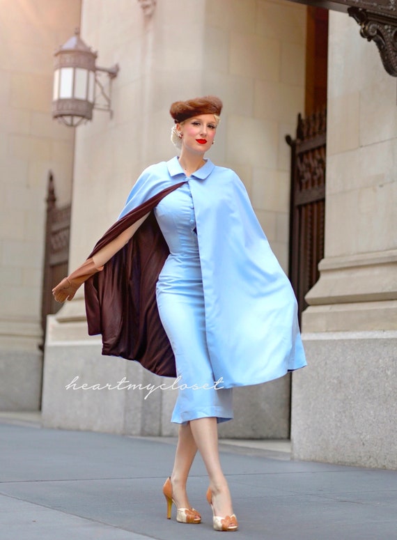 Claudia cape and dress - vintage 1950s inspired outfit - custom made Claudia cape and dress - vintage 1950s inspired outfit - custom made