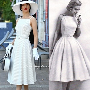 Hounsdtooth - Vintage Inspired Pencil Bow Dress Rockabilly Hounsdtooth - Vintage Inspired Pencil Bow Dress Rockabilly