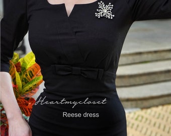 Reese pencil dress -1950s retro dress with bow and pleats