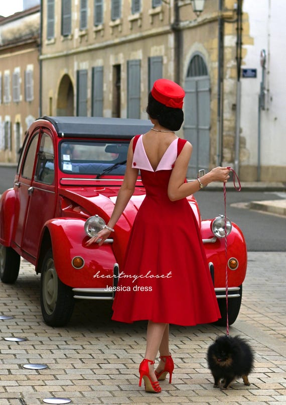 Jessica- 1950s vintage dress swing skirt custom made