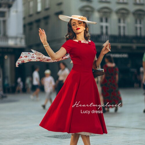 Rose Lace - Retro Vintage Dress 50s Custom Made - Etsy Rose Lace - Retro Vintage Dress 50s Custom Made - Etsy