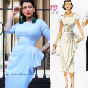 EVE - vintage draped 1950s inspiration custom made / pencil dress/ 1940s 1950s