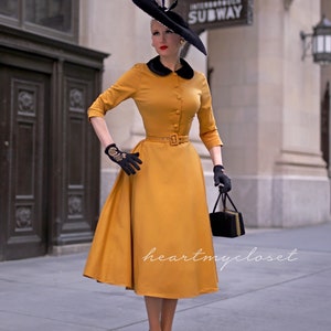 STELLA vintage inspired swing / custom made dress retro 50s made to measure pinup clothing image 3