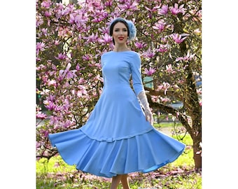 Sofia swing vintage geïnspireerde jurk jaren 40 50 op maat gemaakt