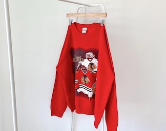 Vintage 90s Chicago/ Blackhawks/ Hockey/ Made in USA/ Nutmeg mills Sweatshirt rot/ XL