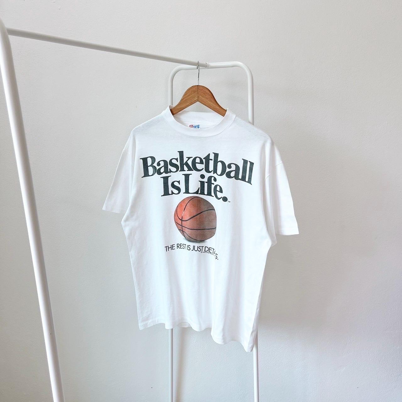 Vintage 90s/ Basketball is Life/ Vintage Hanes Made in USA White T 