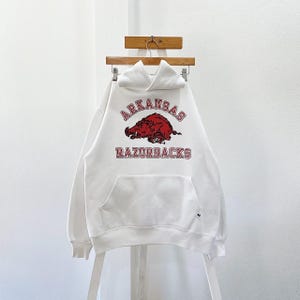 90s Arkansas Razorbacks, Russell white hoodie (L)