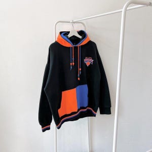 Felpa con cappuccio nera vintage Starter anni &#39;90/ New York/ Knicks/ NBA basket/ XL