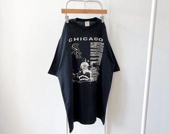 Vintage 90er Jahre Chicago White Sox T-Shirt - Jostens Schwarzes Baseballshirt XL