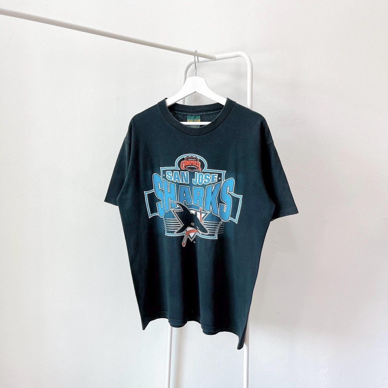 Vintage 90s San Jose Sharks NHL T-Shirt: Home Team Black Tee (L)