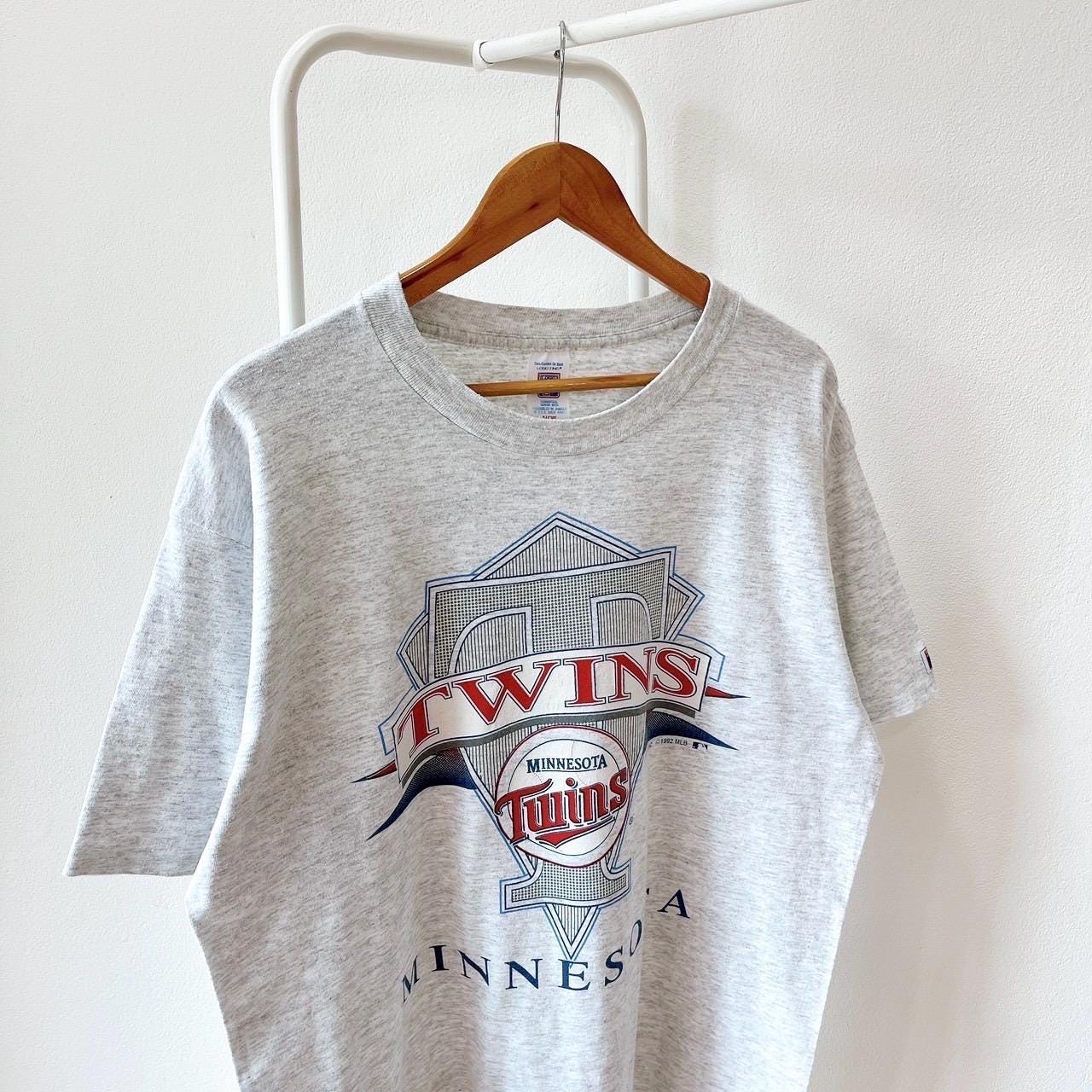 【レトロ希少品】90'S メジャーリーグ ミネソタ・ツインズTシャツ ヴィンテージ/90年代/ミネソタ/ツインズ/野球/1992/ロゴ7/グレー/T