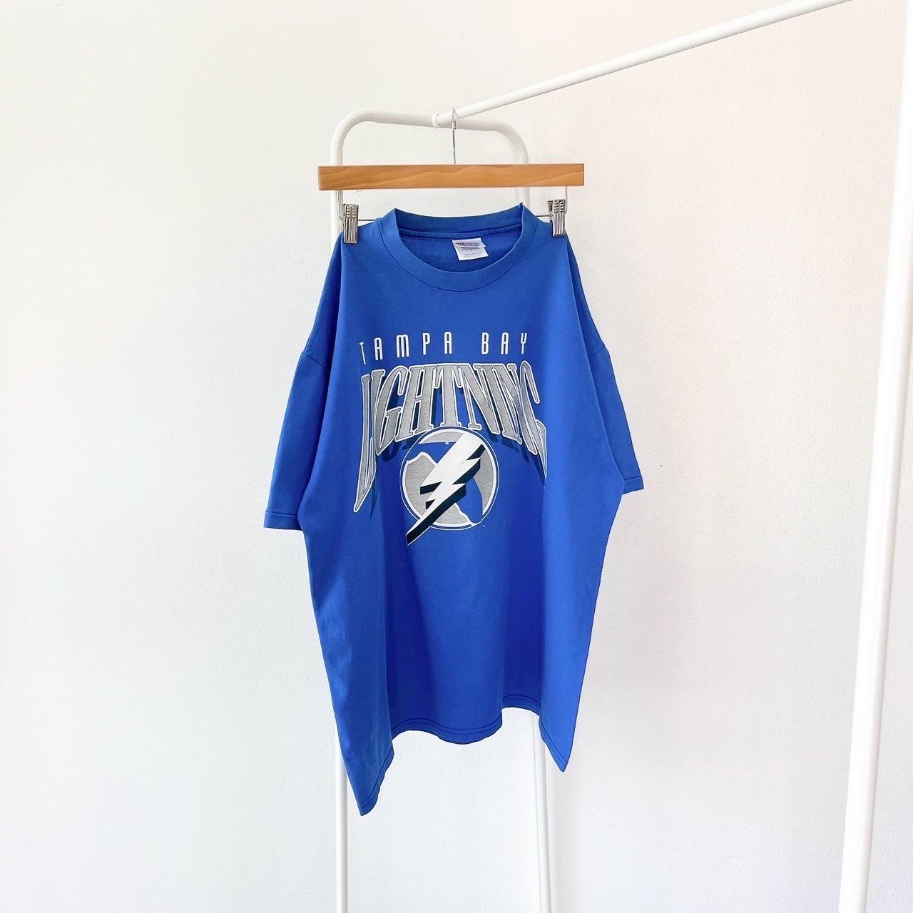Vintage 90s Tampa Bay/ Lightning/ Hockey/ Hanes Blue T-shirt/ XL