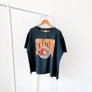 Vintage 90s Ottawa/ Senators/ 1991 NHL hockey/ vintage Trench black t-shirt/ XL