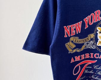 Vintage 90s New York Yankees T-shirt - Nutmeg Mills MLB Blue Tee
