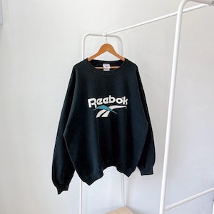 Vintage 90s/ Reebok/ athletic/ big logo/ vintage Reebok black sweatshirt/ XL