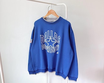 Vintage 90s Dallas Cowboys Sweatshirt - Signal Artwear NFL Blue 
