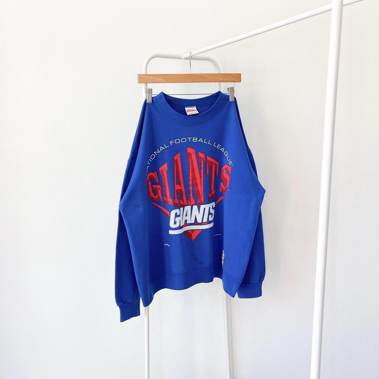 Vintage 90s NY Giants Sweatshirt Nutmeg Mills Blue Size L