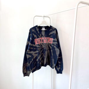 Vintage 00s/ Rutgers/ Rutgers spell out/ vintage Jerzees blue tie dye sweatshirt/ L