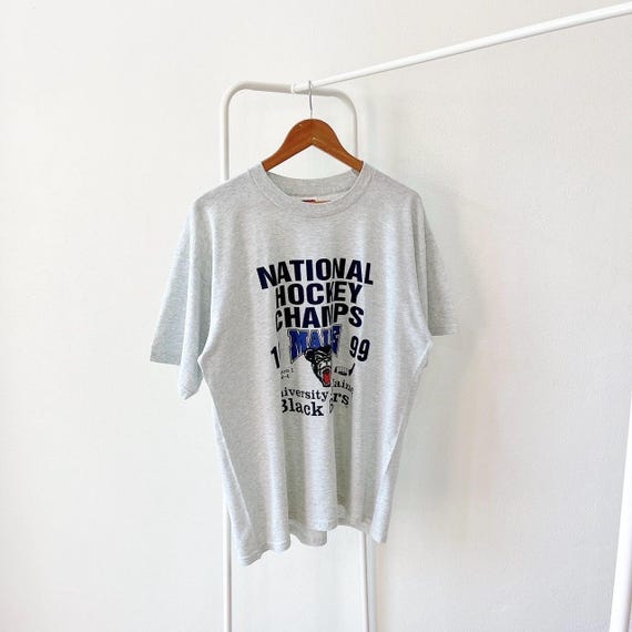 Vintage 90s Maine/ Black Bears/ Hockey/ Fruit of the Loom Gray T