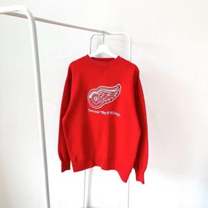 Vintage 90s Detroit/ Red Wings/ hockey/ embroidery/ vintage Brandon red sweatshirt/ L
