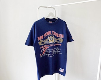 Vintage 90s New York Yankees T-shirt - Nutmeg Mills MLB Blue Tee
