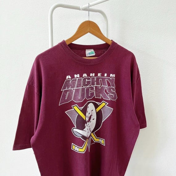Vintage 90s Anaheim Mighty Ducks Tee - Waves Purple Hockey T-shirt