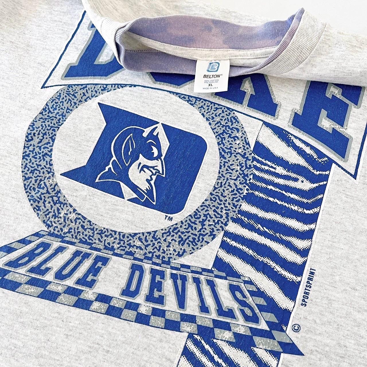 Vintage 90s Duke Blue Devils T-shirt - Belton Made USA Gray Tee