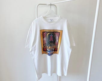 Camiseta vintage de los 2000 de Anaheim, de los Angels, de la MLB, 2002, Optima Cotton Wear, blanca (XXL)