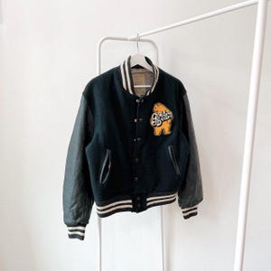 Vintage 90er Jahre Golden Bear Varsity Jacke - Schwarz, Grösse M