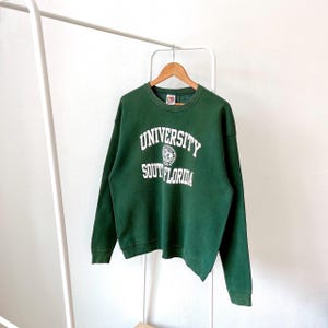 Vintage jaren 90/ Zuid-Florida/ USF/ Bulls/ vintage groene trui Fruit of the loom (L)