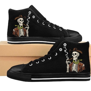 Men&#39;s Skeleton High-Top Sneakers: Gothic Halloween Shoes