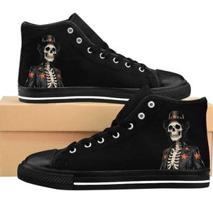 Men&#39;s Skeleton Canvas Sneakers: Halloween High Tops