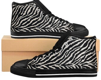Zebra Print High-Top Sneakers: Stylish Street Style Footwear