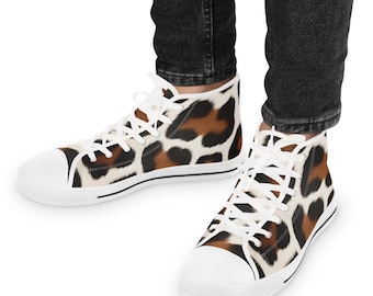 Leopard Print High Top Sneakers: Men's Trendy Casual Shoes