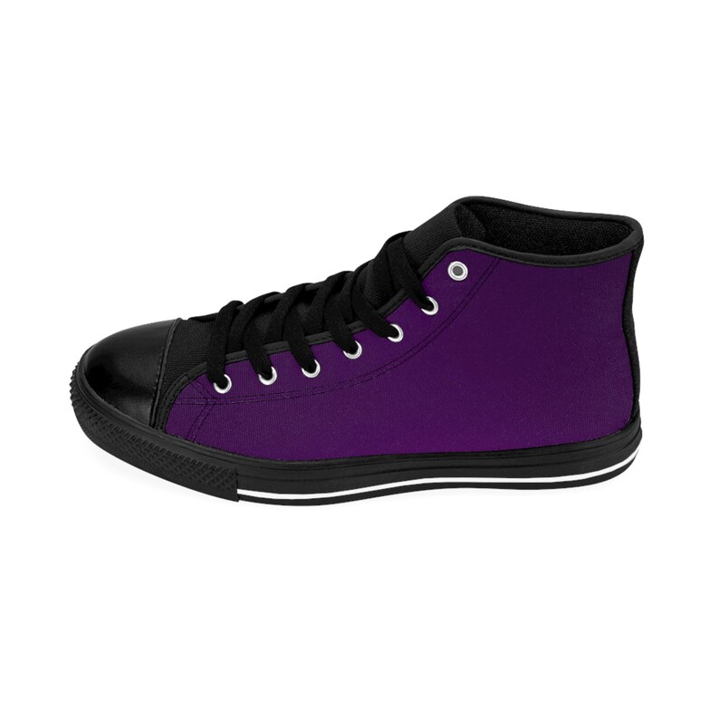 Paarse hoge sneakers: klassieke nylon canvas herenschoenen afbeelding 4