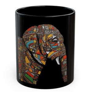 Elephant Mug, Colorful Animal Lover Gift, Unique Coffee Cup, Home Decor, Eco-Friendly Kitchenware, Artistic Tea Mug