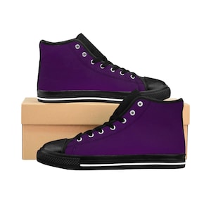Paarse hoge sneakers: klassieke nylon canvas herenschoenen afbeelding 1