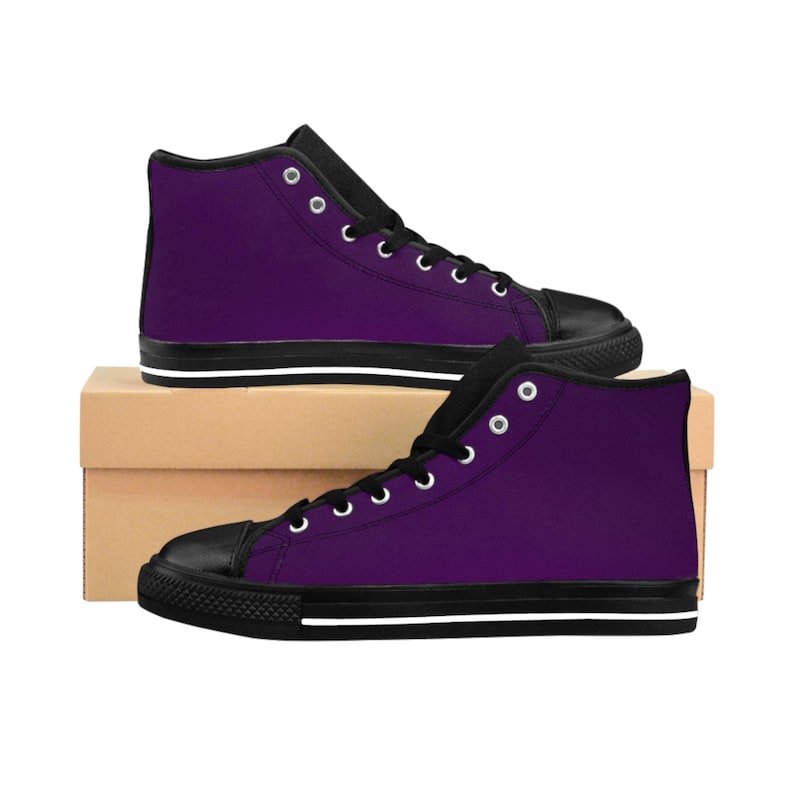 Paarse hoge sneakers: klassieke nylon canvas herenschoenen afbeelding 1
