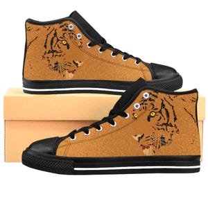 Men's Classic Sneakers - Stylish Tiger Print High Tops, Cool & Unique Athletic Shoes for Casual Wear, Gifts for Fashion Lovers