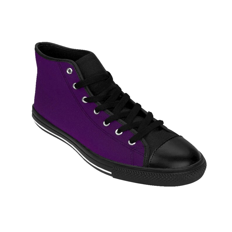 Paarse hoge sneakers: klassieke nylon canvas herenschoenen afbeelding 9