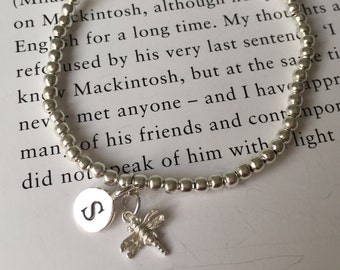 Personalised dragonfly initial charm